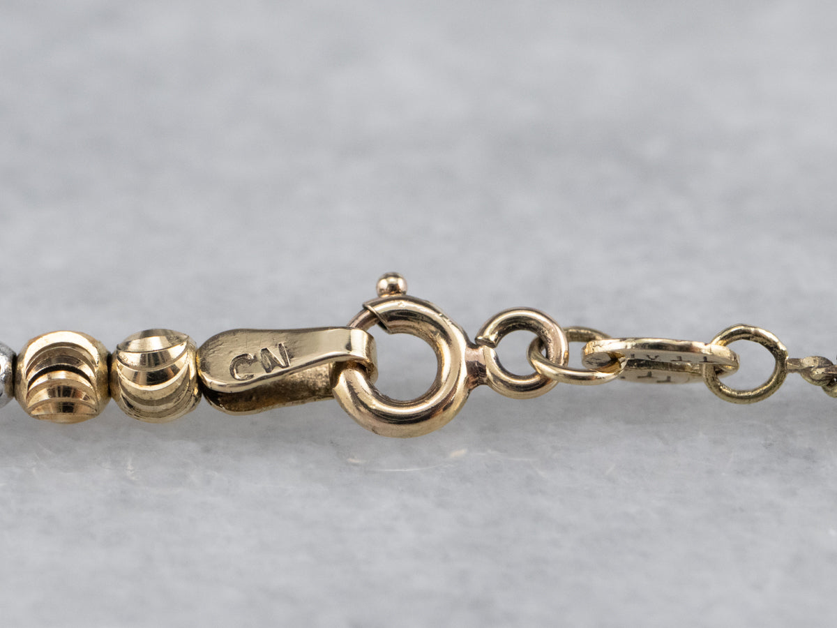 Two Tone Gold Fancy Beaded Necklace