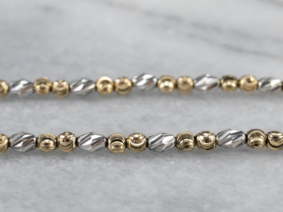 Two Tone Gold Fancy Beaded Necklace