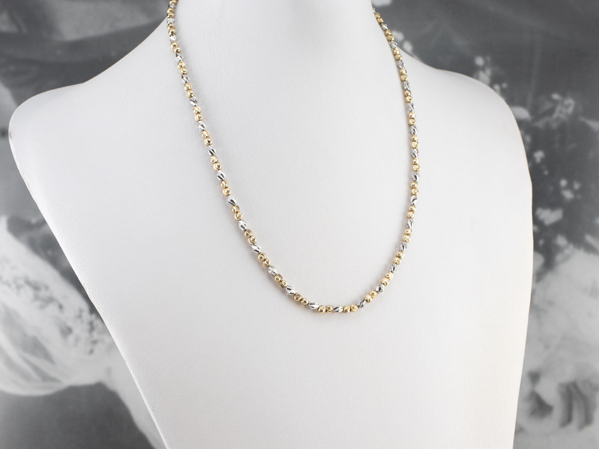 Two Tone Gold Fancy Beaded Necklace