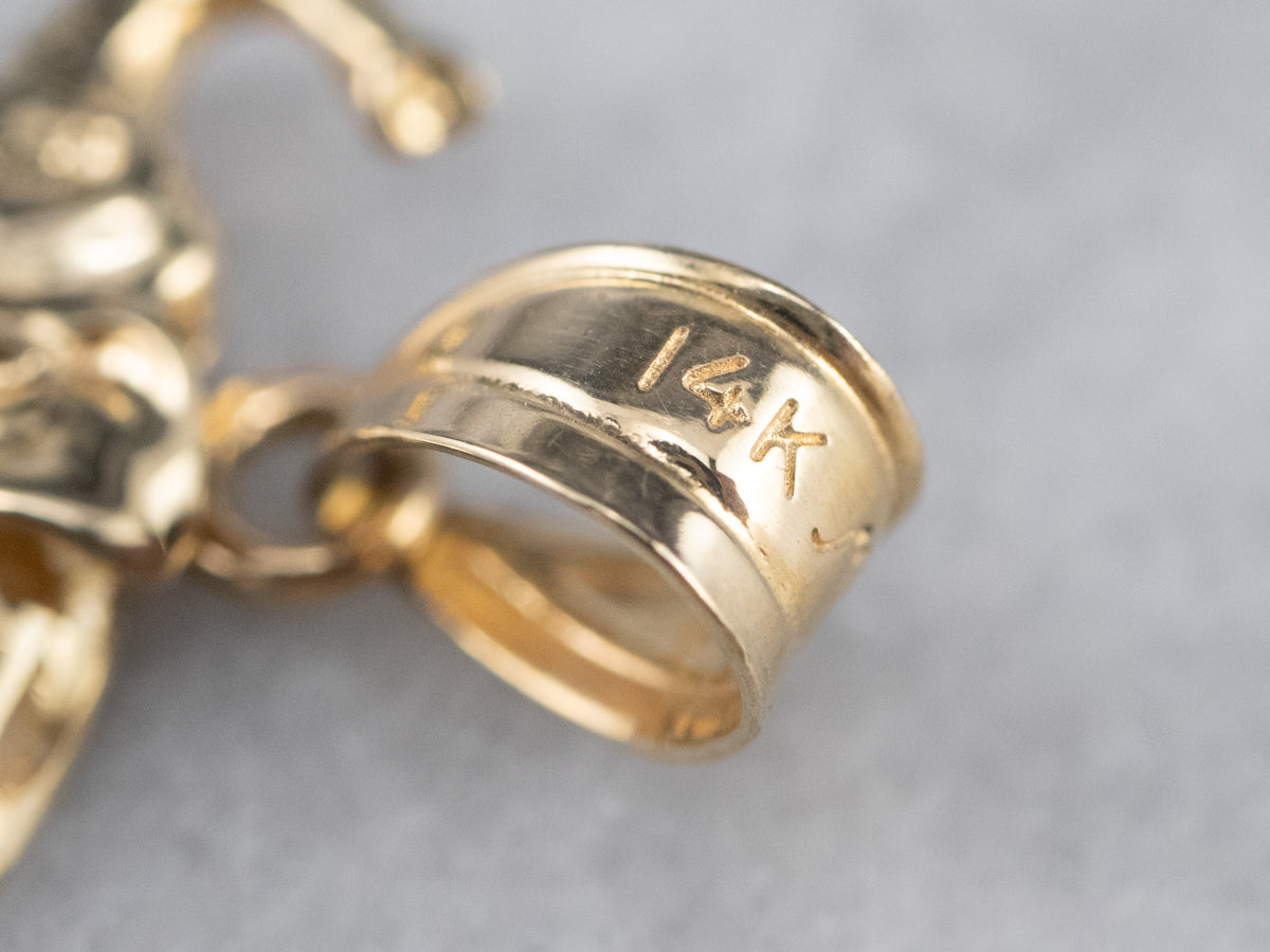 Raised Trunk Elephant Gold Pendant