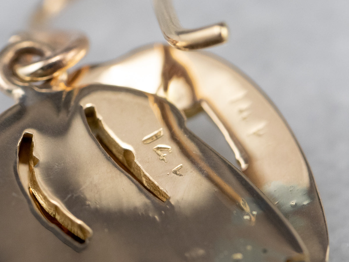 Solid 14K Gold Oval Medal Drop Earrings