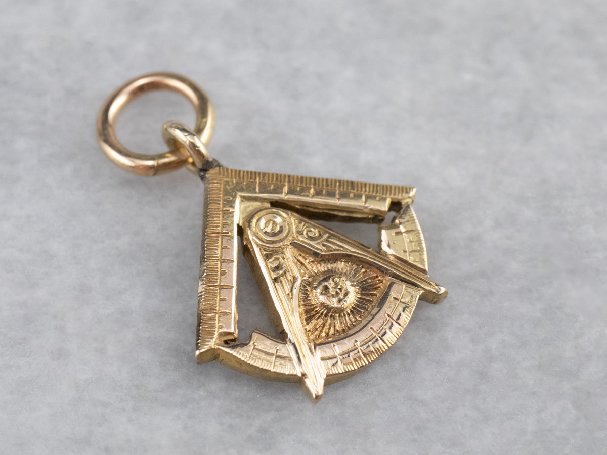 Past Master Masonic 14K Gold Charm Pendant