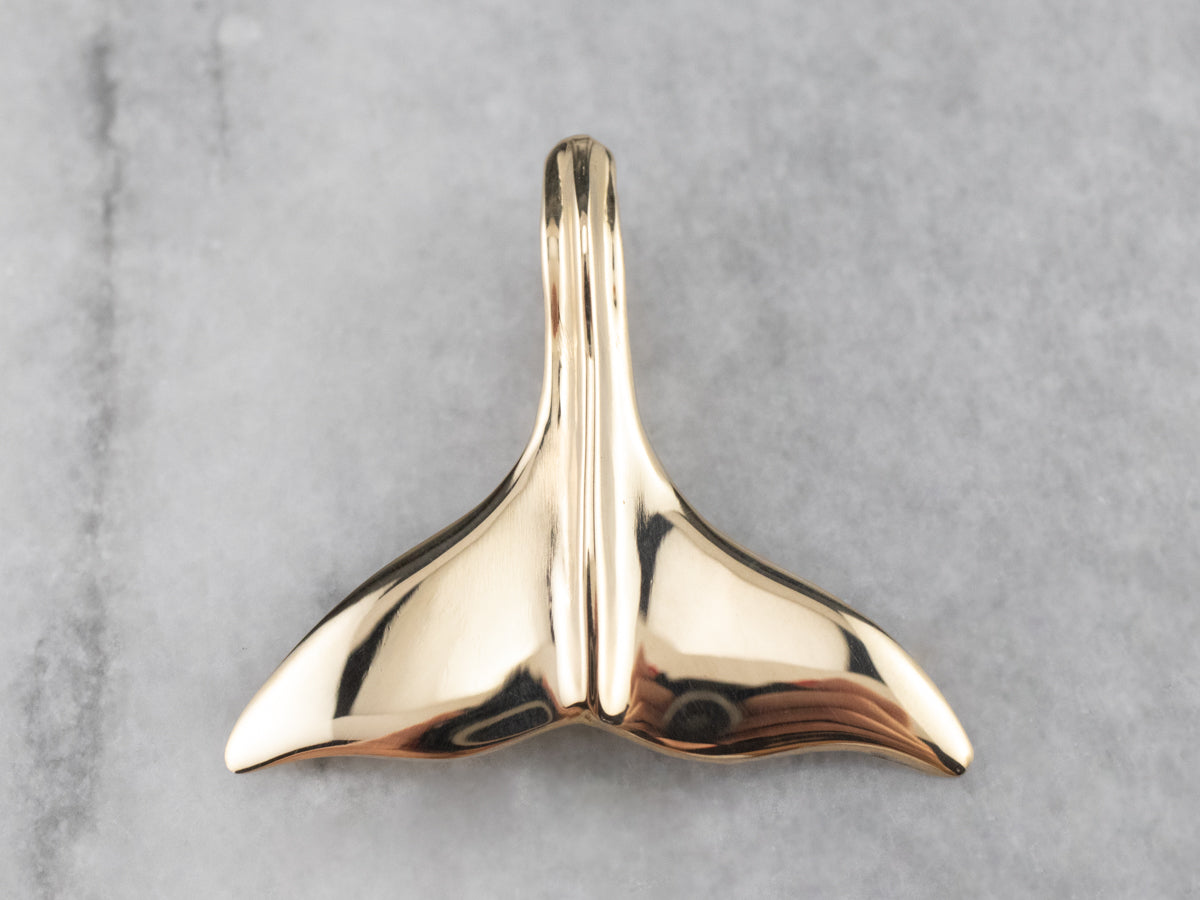 14K Gold Whale Tail Pendant