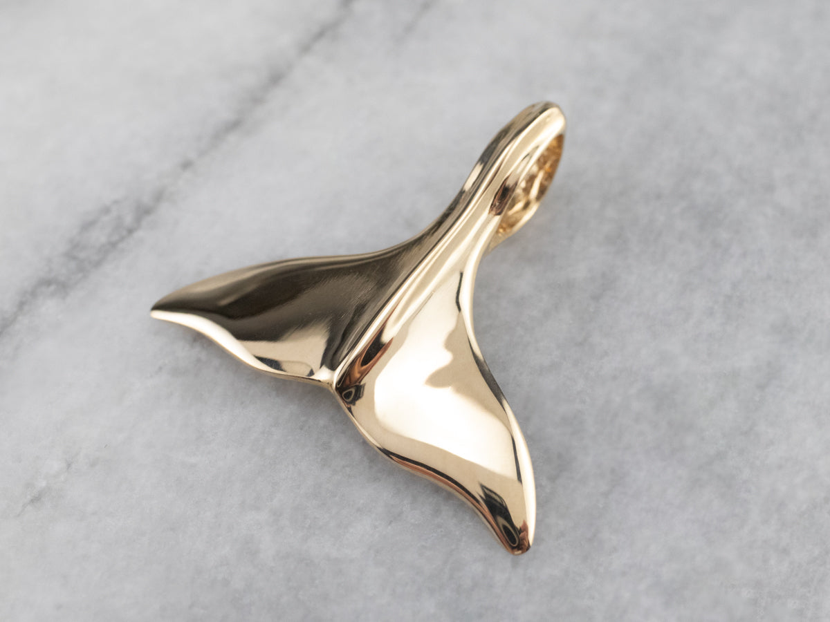 14K Gold Whale Tail Pendant