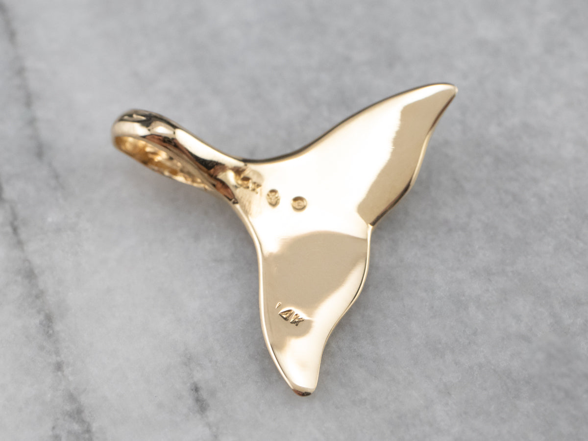 14K Gold Whale Tail Pendant