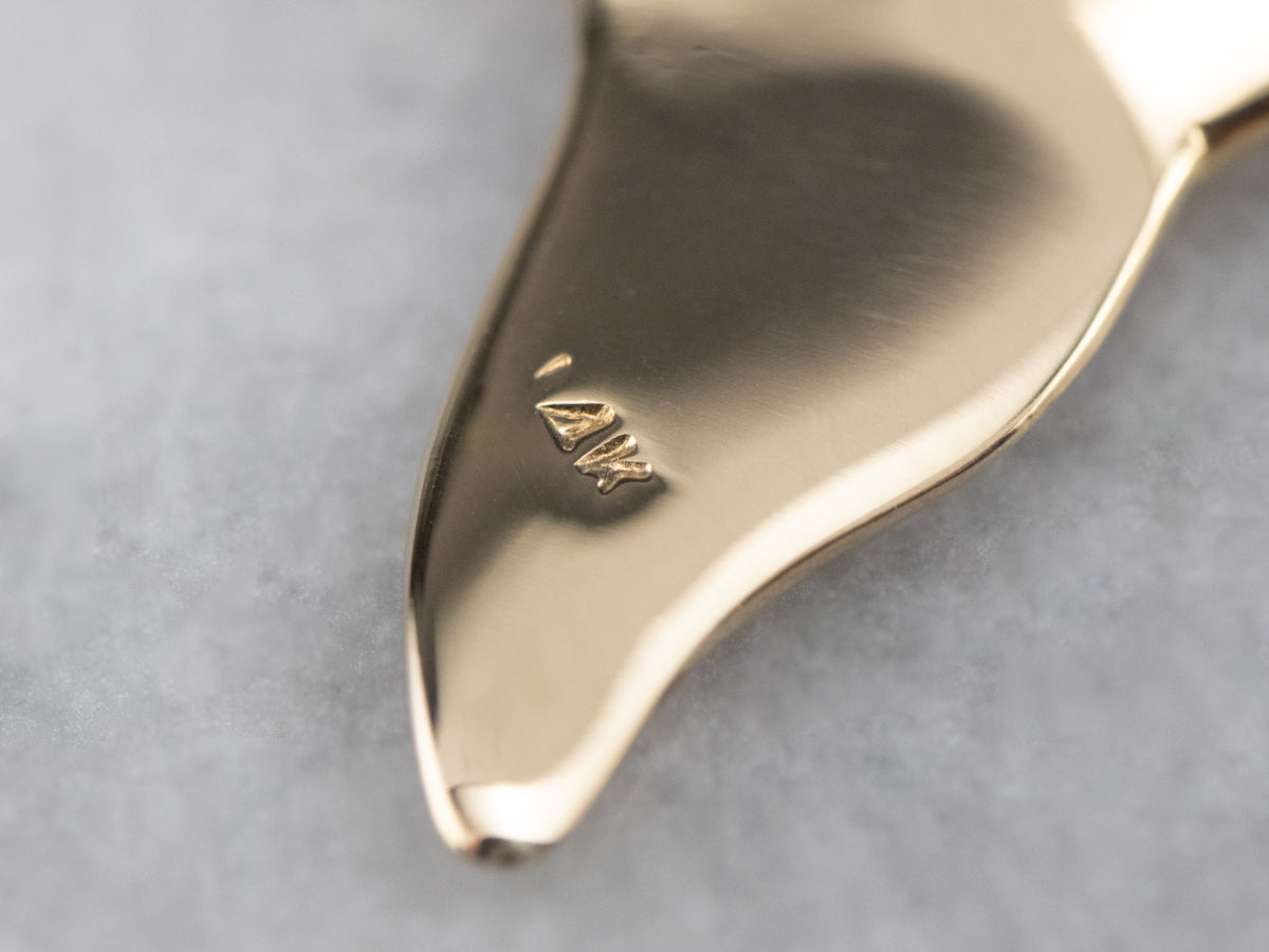 14K Gold Whale Tail Pendant