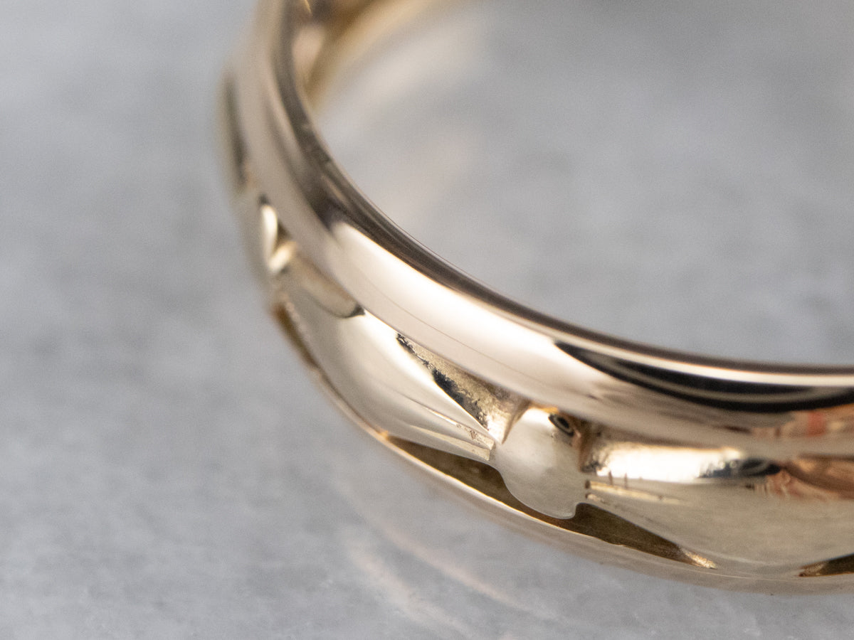 Vintage Openwork Patterned Gold Band