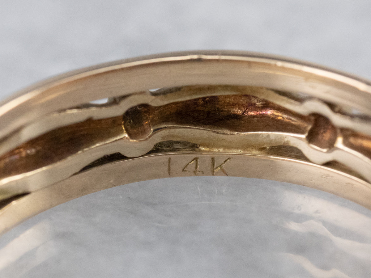 Vintage Openwork Patterned Gold Band