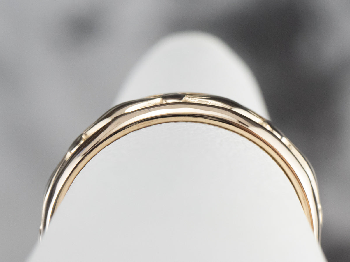 Vintage Openwork Patterned Gold Band