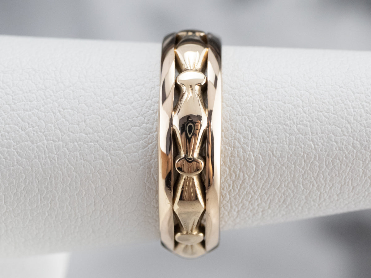 Vintage Openwork Patterned Gold Band