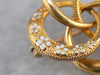 Antique Floral Enamel Gold Love Knot Pin