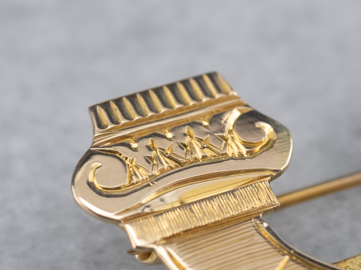 Vintage Grecian Gold Sash Pin