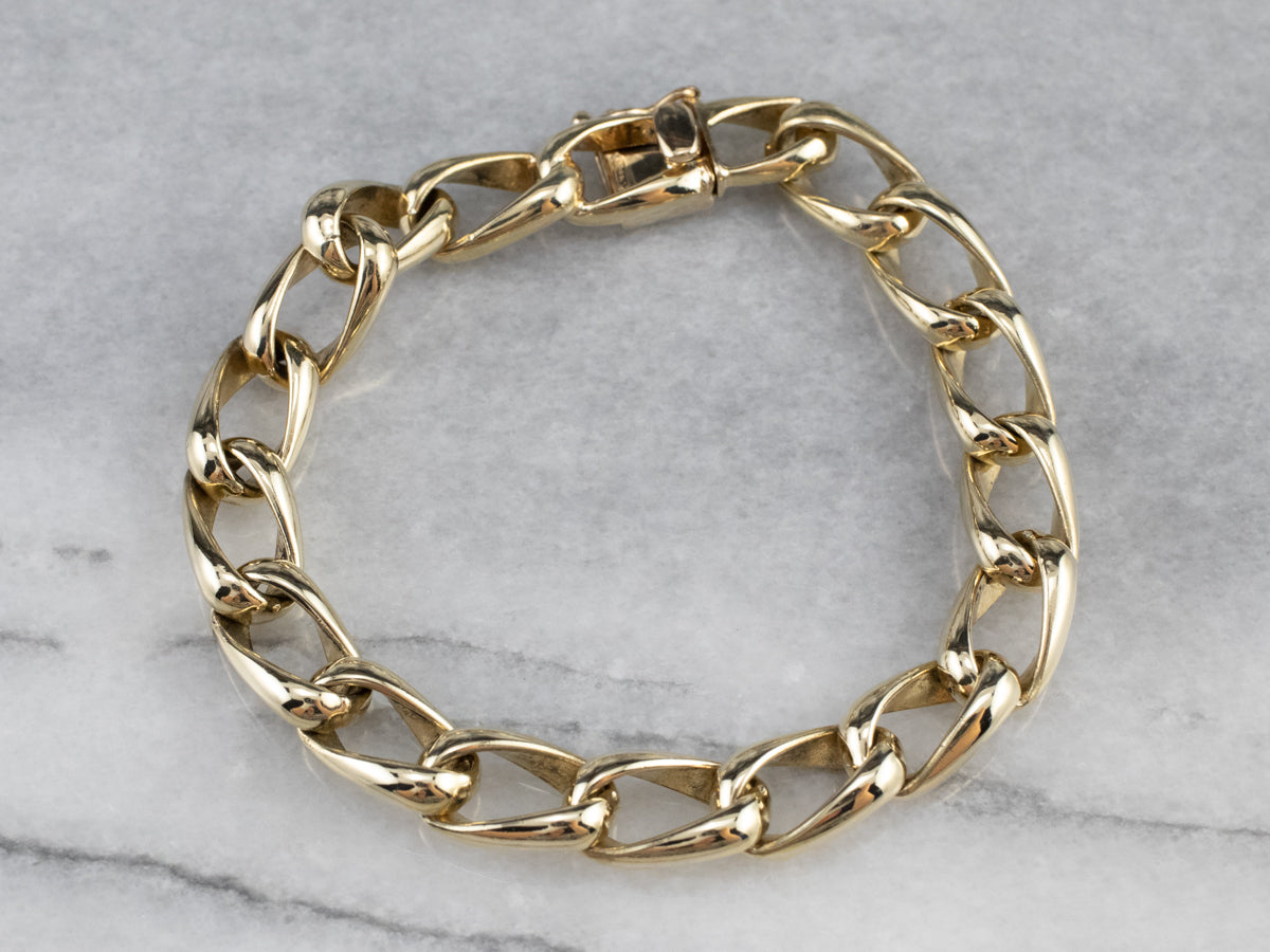 Heavy Gold Curb Chain Bracelet