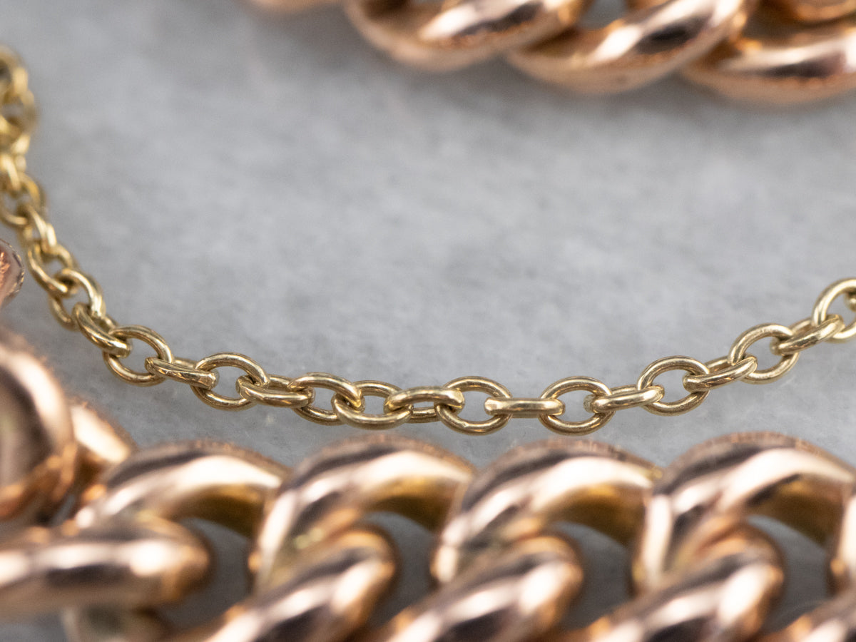 Vintage Heart Lock Two Tone Gold Chain Bracelet