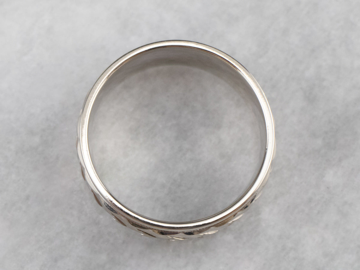 Unisex Braided White Gold Band