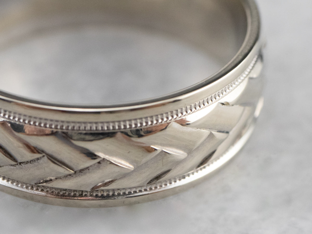 Unisex Braided White Gold Band