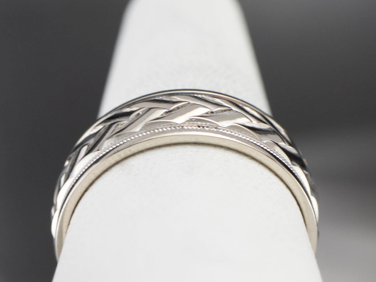 Unisex Braided White Gold Band