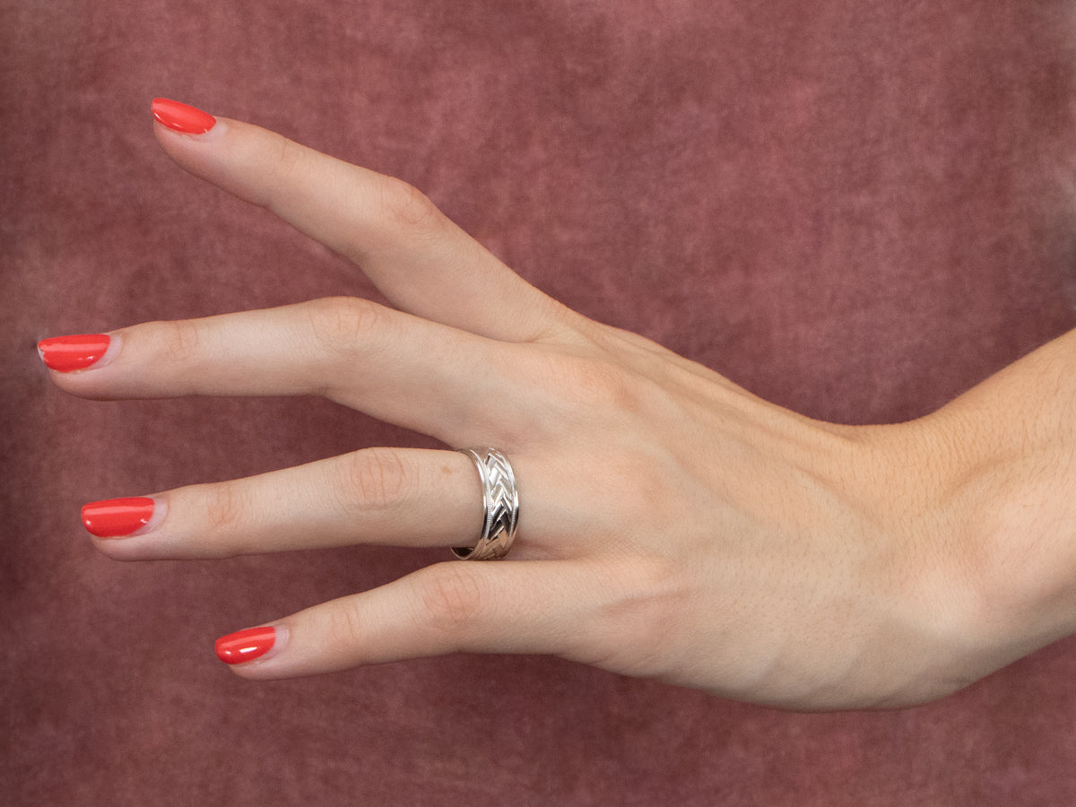 Unisex Braided White Gold Band