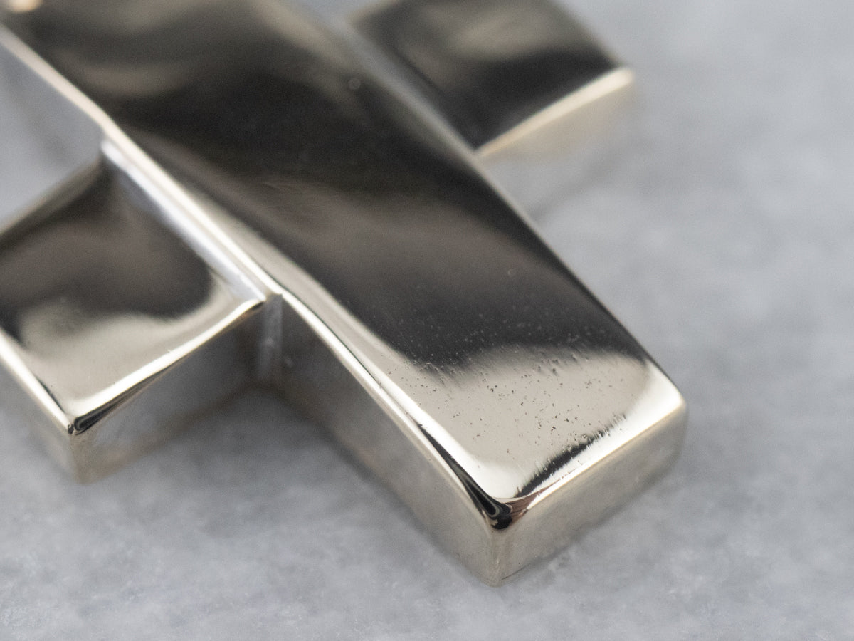 Bold White Gold Cross Pendant