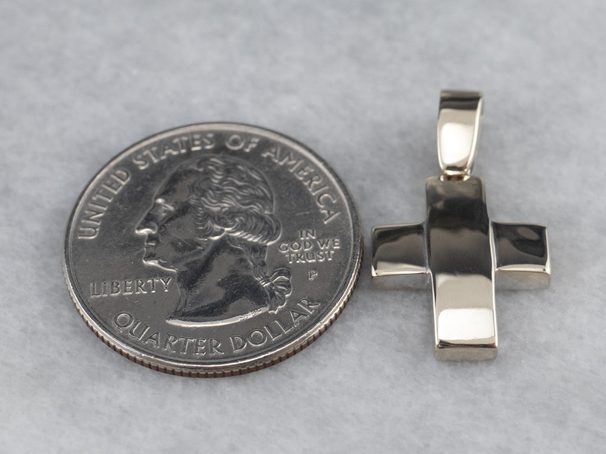 Bold White Gold Cross Pendant