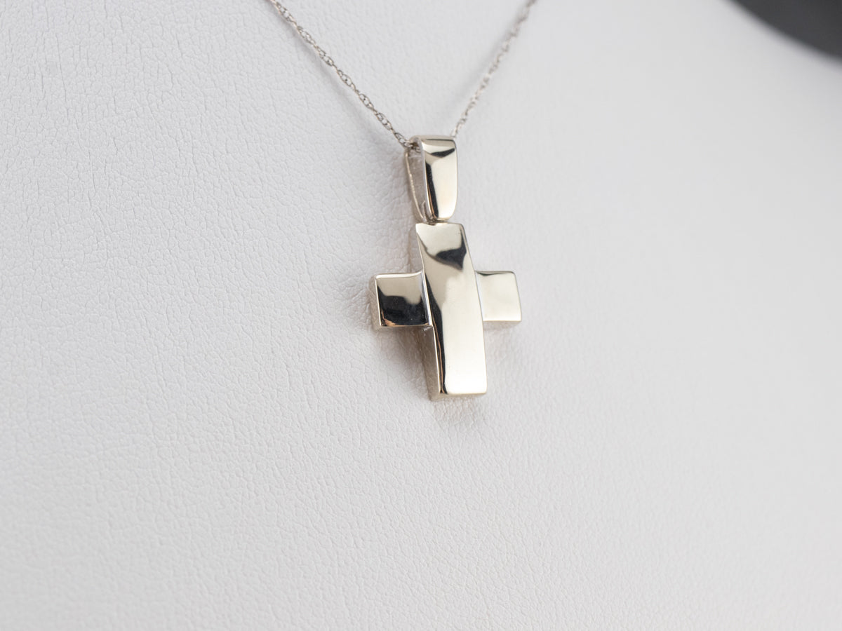 Bold White Gold Cross Pendant