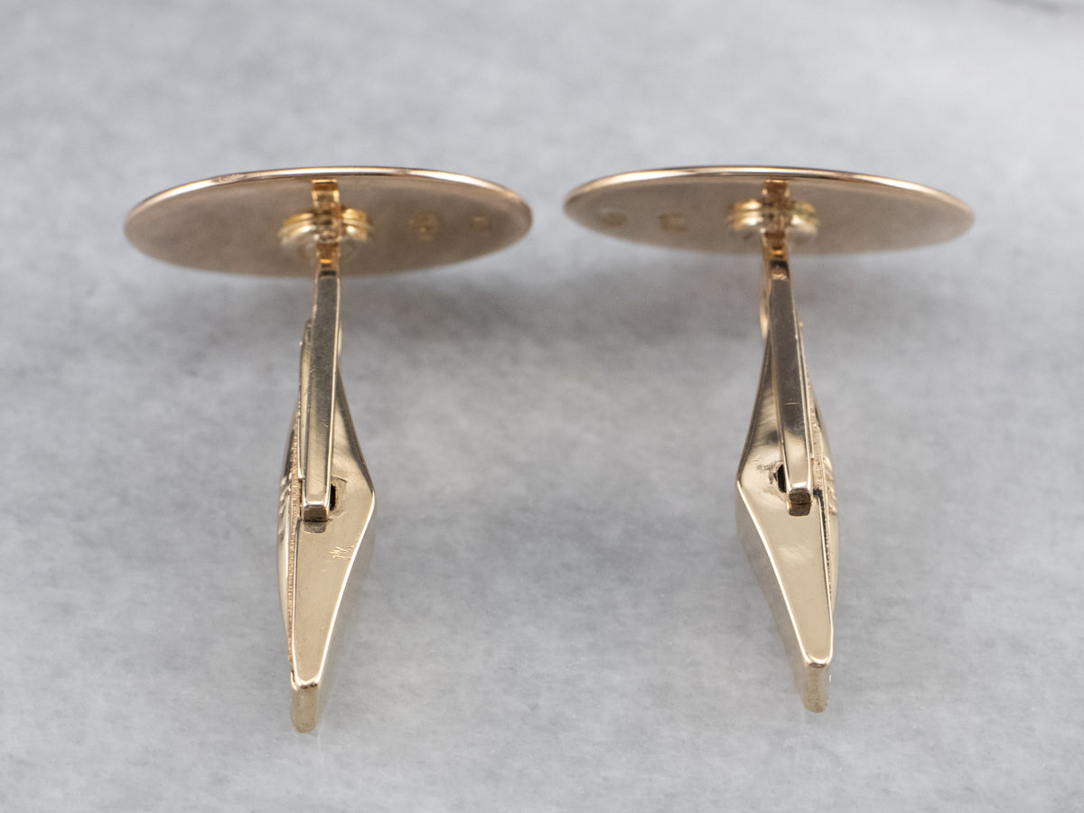 Ornate Antique "BI" Monogram Gold Cufflinks