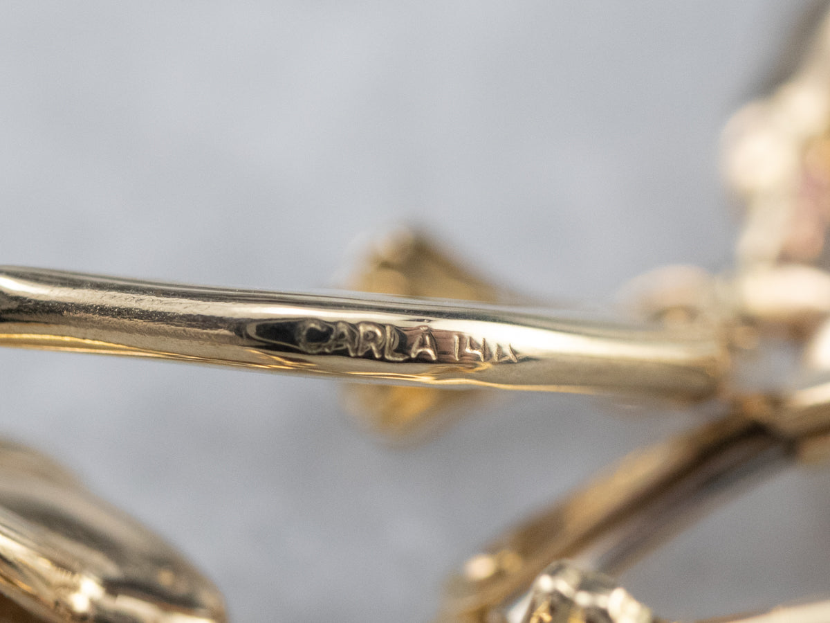 Yellow 14K Gold Dolphin Drop Earrings