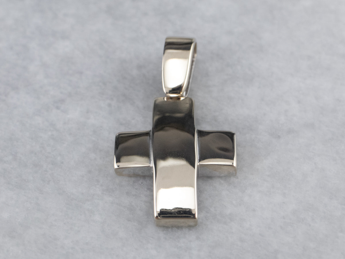 Bold White Gold Cross Pendant