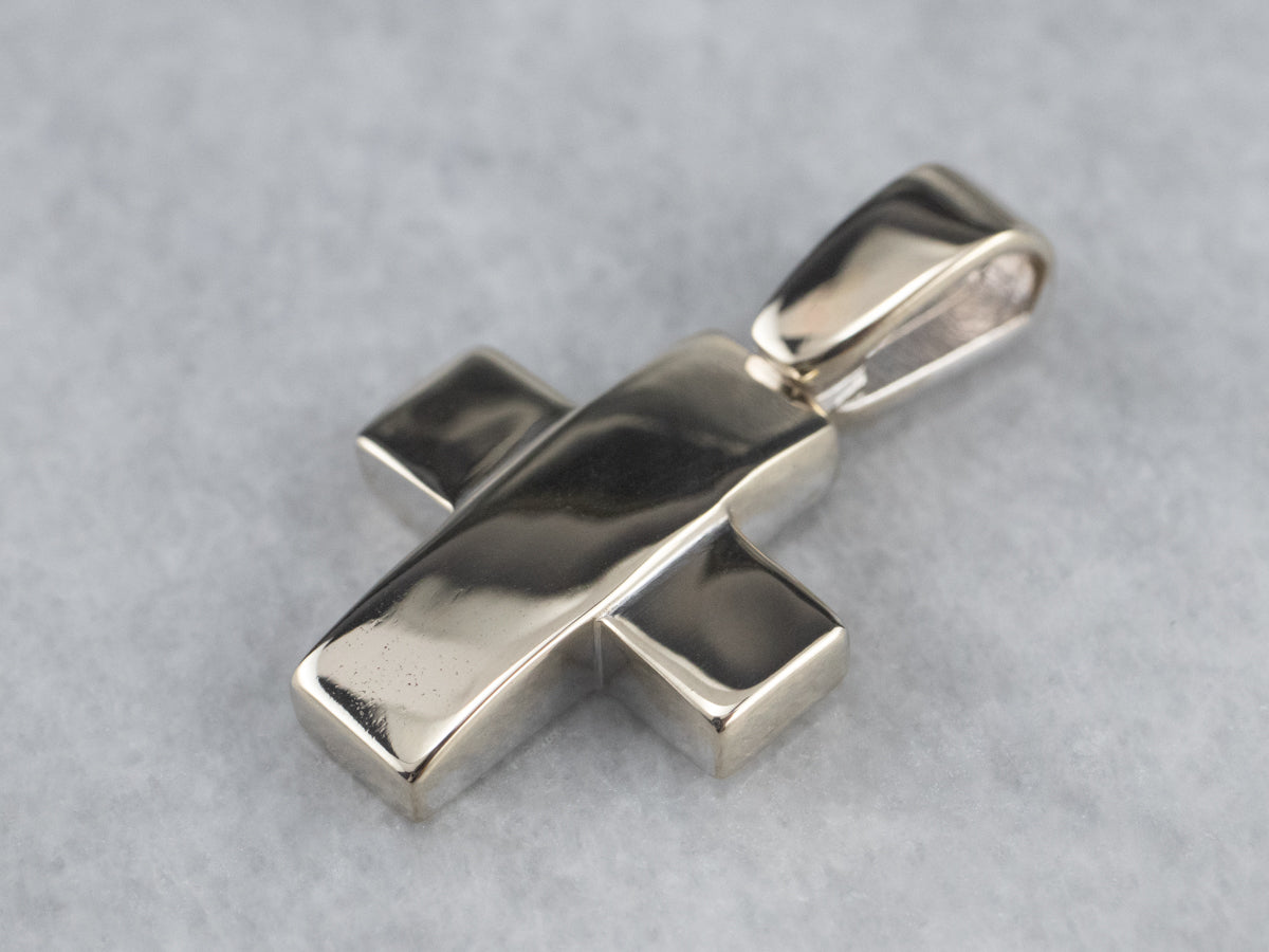 Bold White Gold Cross Pendant