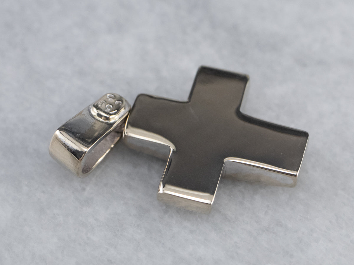 Bold White Gold Cross Pendant