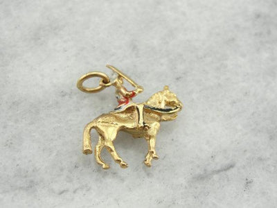 Lovely Enamel British Guard Atop Of Horse Charm