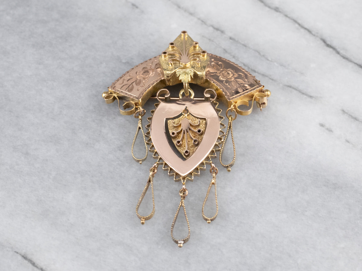 Victorian Ornate Rose Gold Chandelier Brooch
