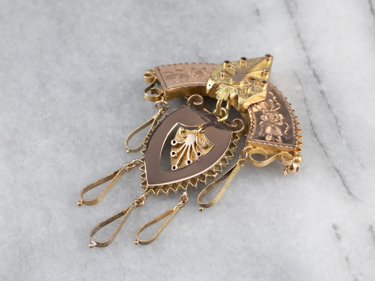 Victorian Ornate Rose Gold Chandelier Brooch
