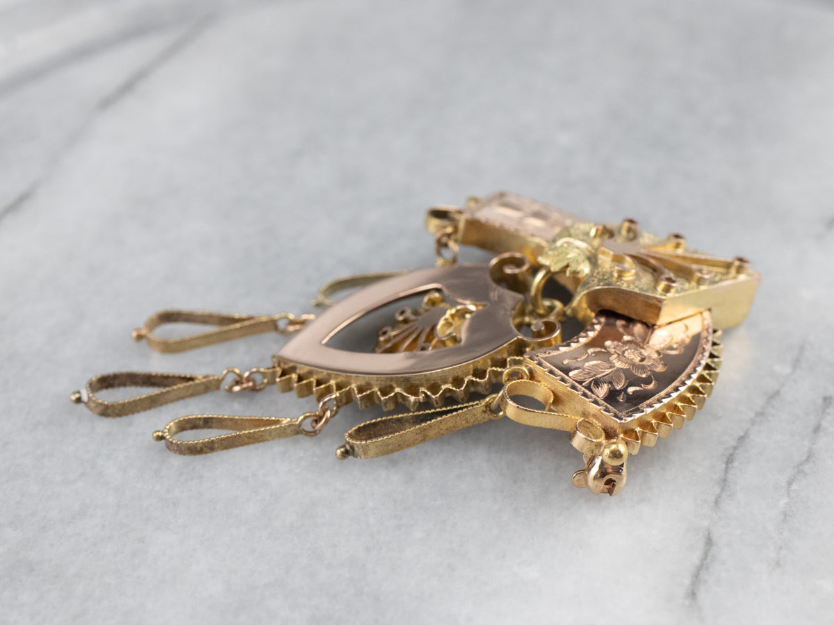Victorian Ornate Rose Gold Chandelier Brooch