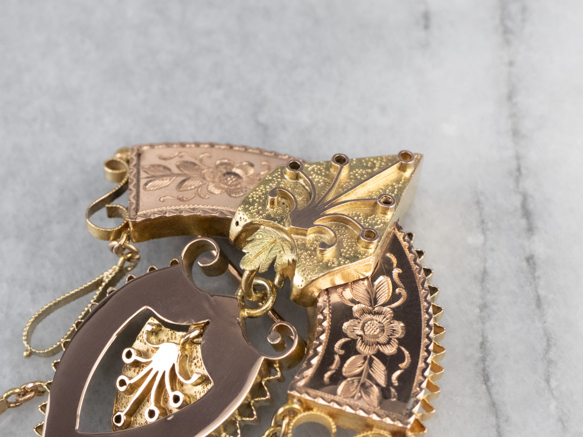 Victorian Ornate Rose Gold Chandelier Brooch