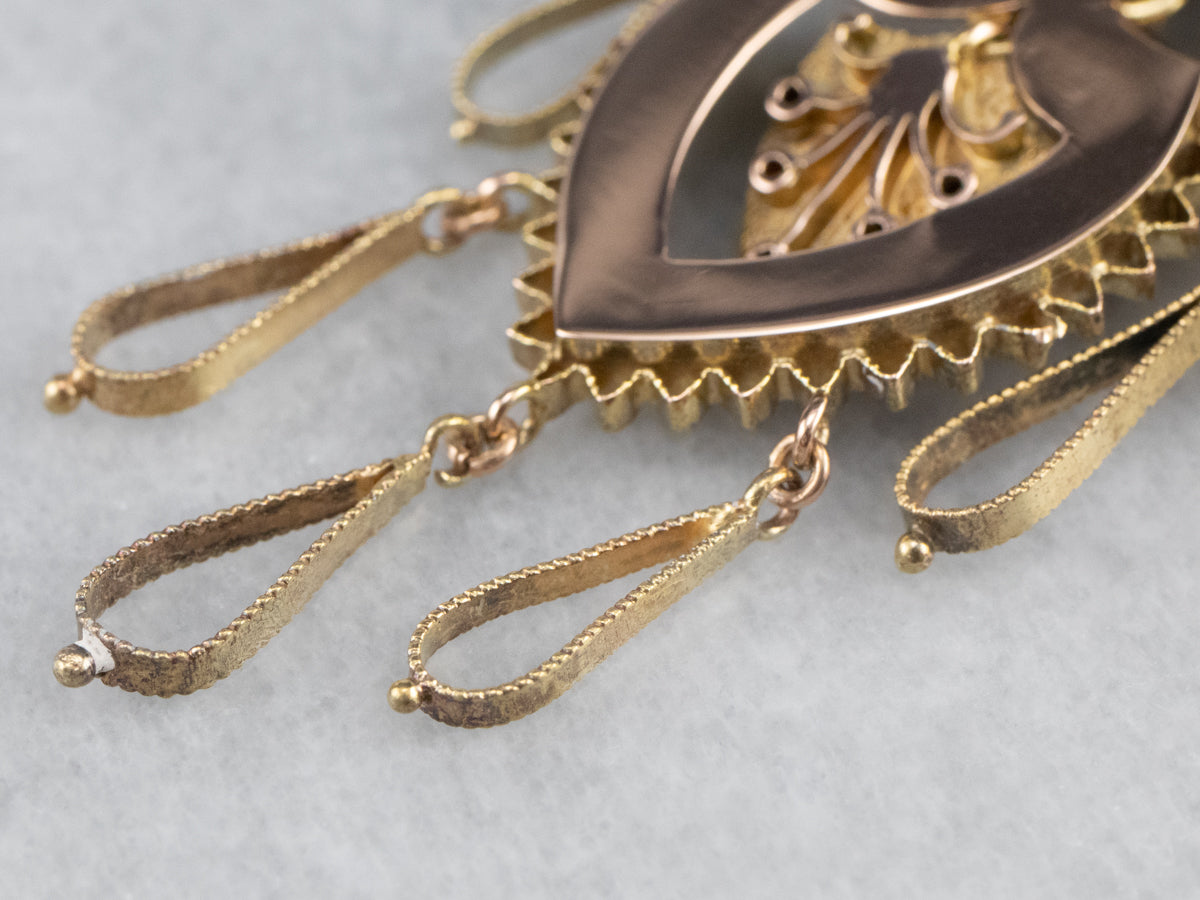 Victorian Ornate Rose Gold Chandelier Brooch