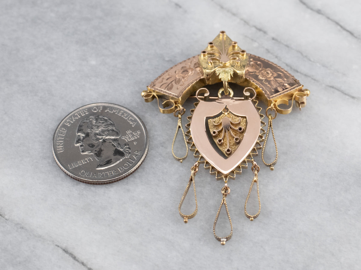 Victorian Ornate Rose Gold Chandelier Brooch