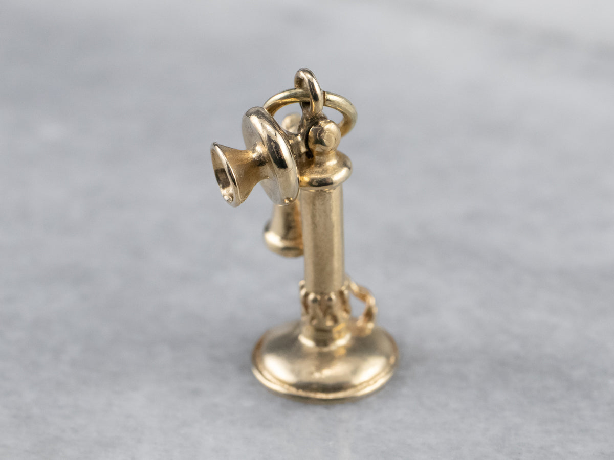 Old Fashioned Telephone Gold Charm