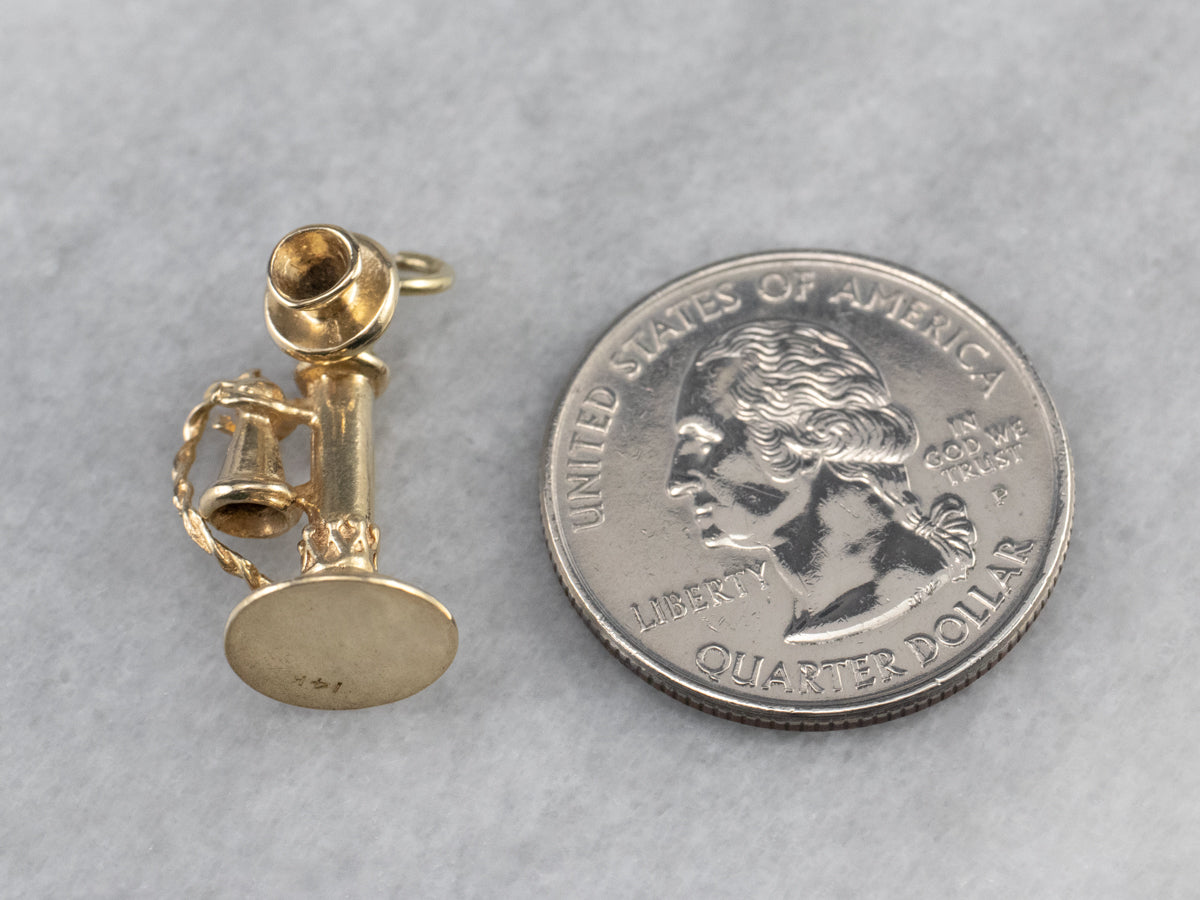 Old Fashioned Telephone Gold Charm