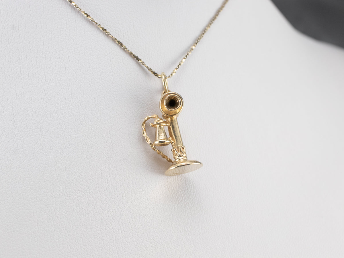 Old Fashioned Telephone Gold Charm