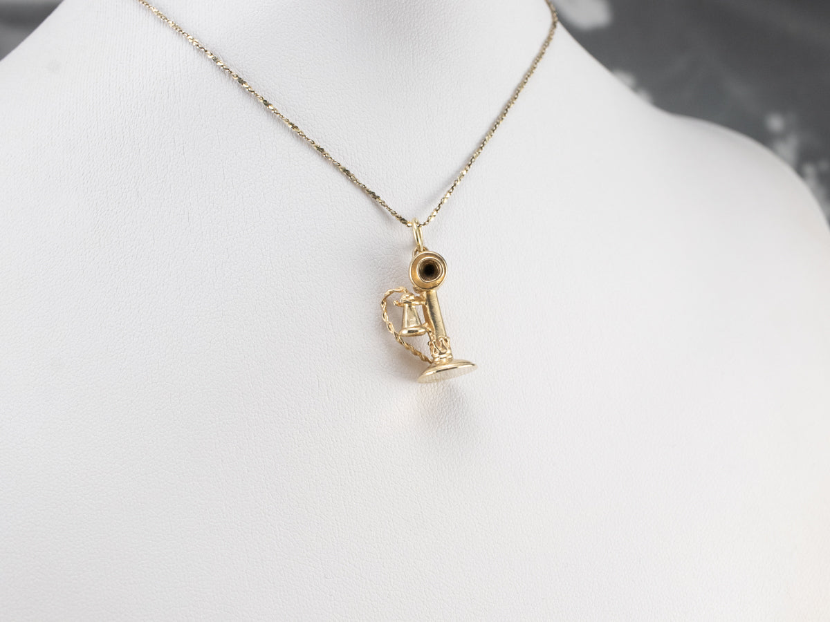 Old Fashioned Telephone Gold Charm