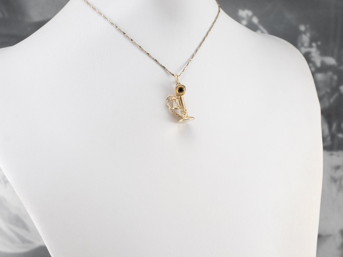 Old Fashioned Telephone Gold Charm