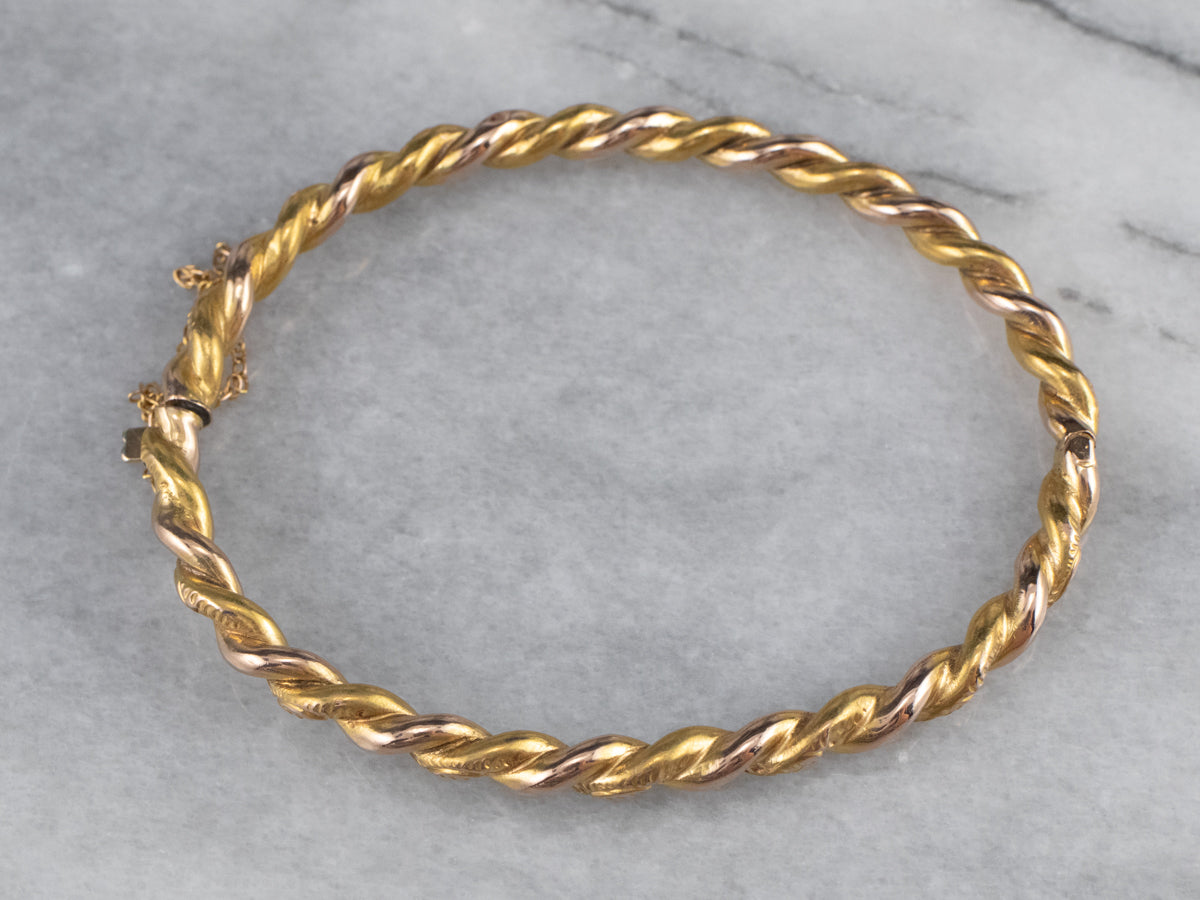 Victorian Twisted Gold Bangle Bracelet