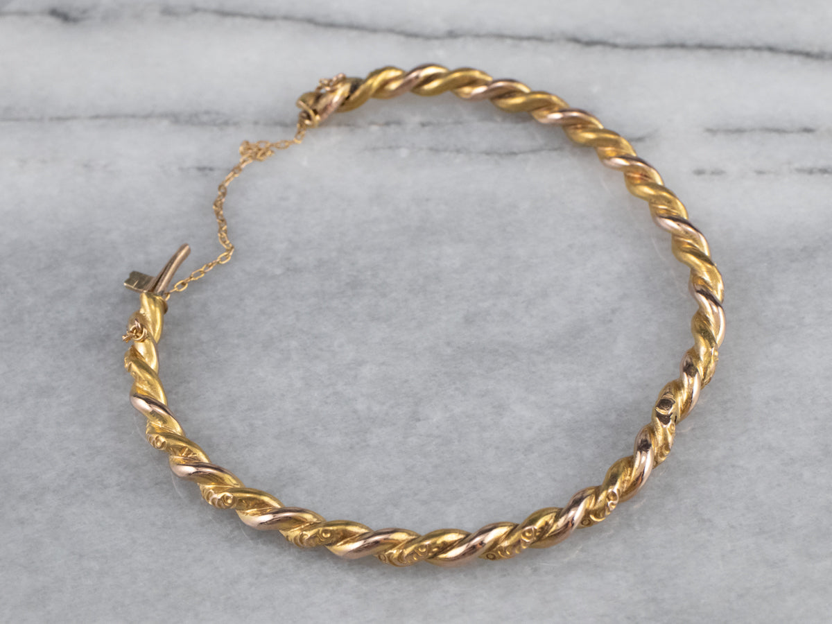 Victorian Twisted Gold Bangle Bracelet