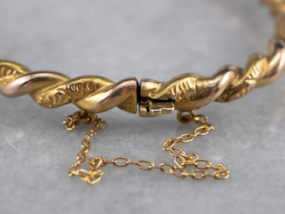 Victorian Twisted Gold Bangle Bracelet