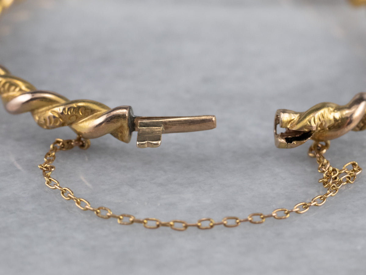 Victorian Twisted Gold Bangle Bracelet