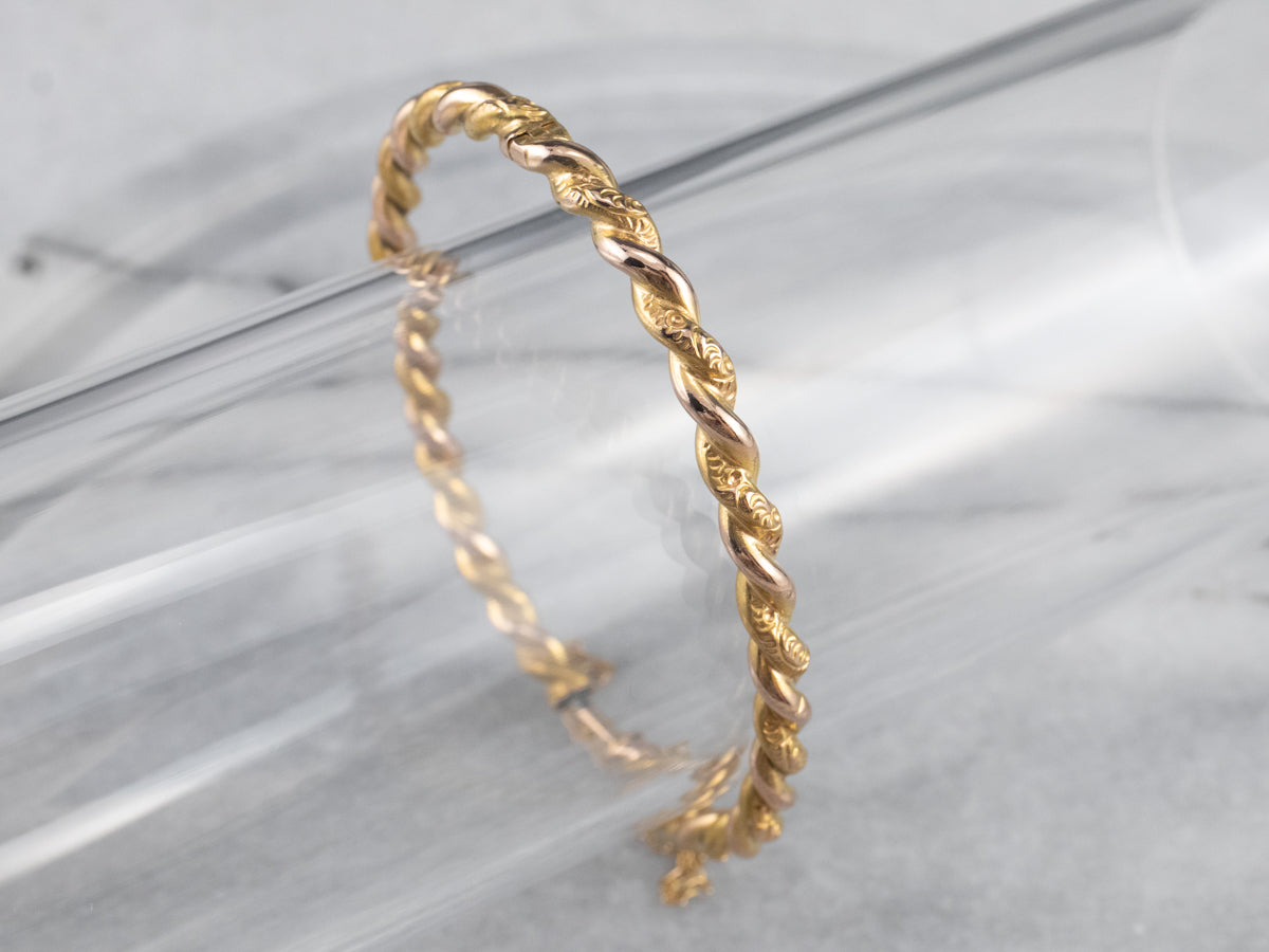 Victorian Twisted Gold Bangle Bracelet