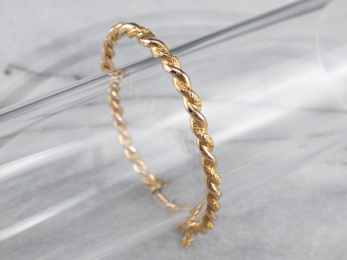 Anna Gold CZ Twisted Bangle Bracelet – Olive J & Co.