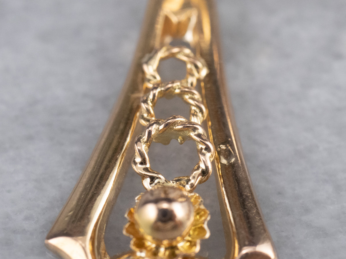 Gold Heart Bar Drop Earrings