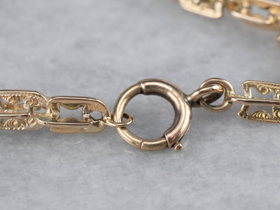 Antique Gold Fancy Link Chain Bracelet